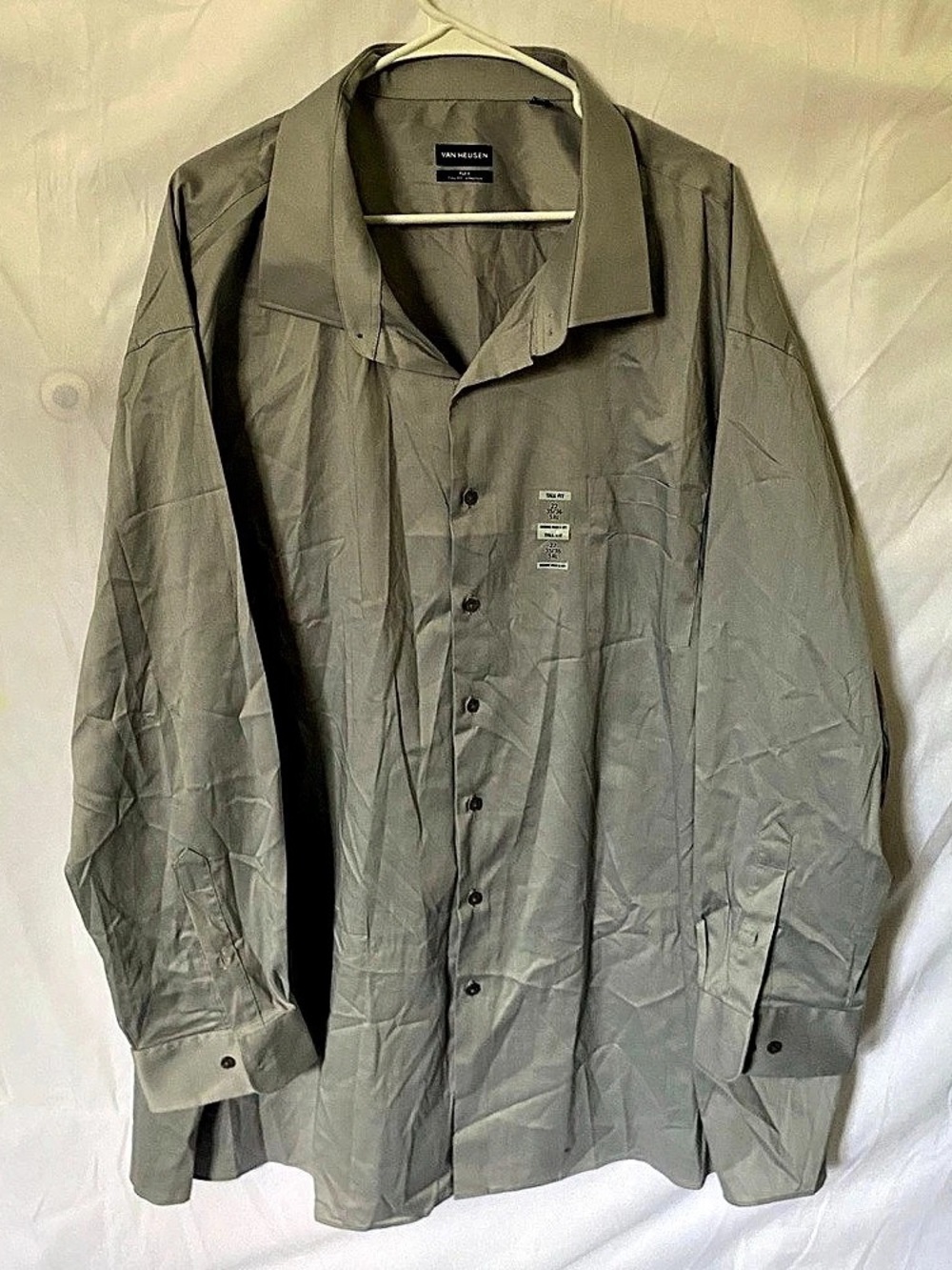 NWT Van Heusen Dress Shirt Mens Flex Collar Tall Fit 22 35/36 5xl Grey Stretch
